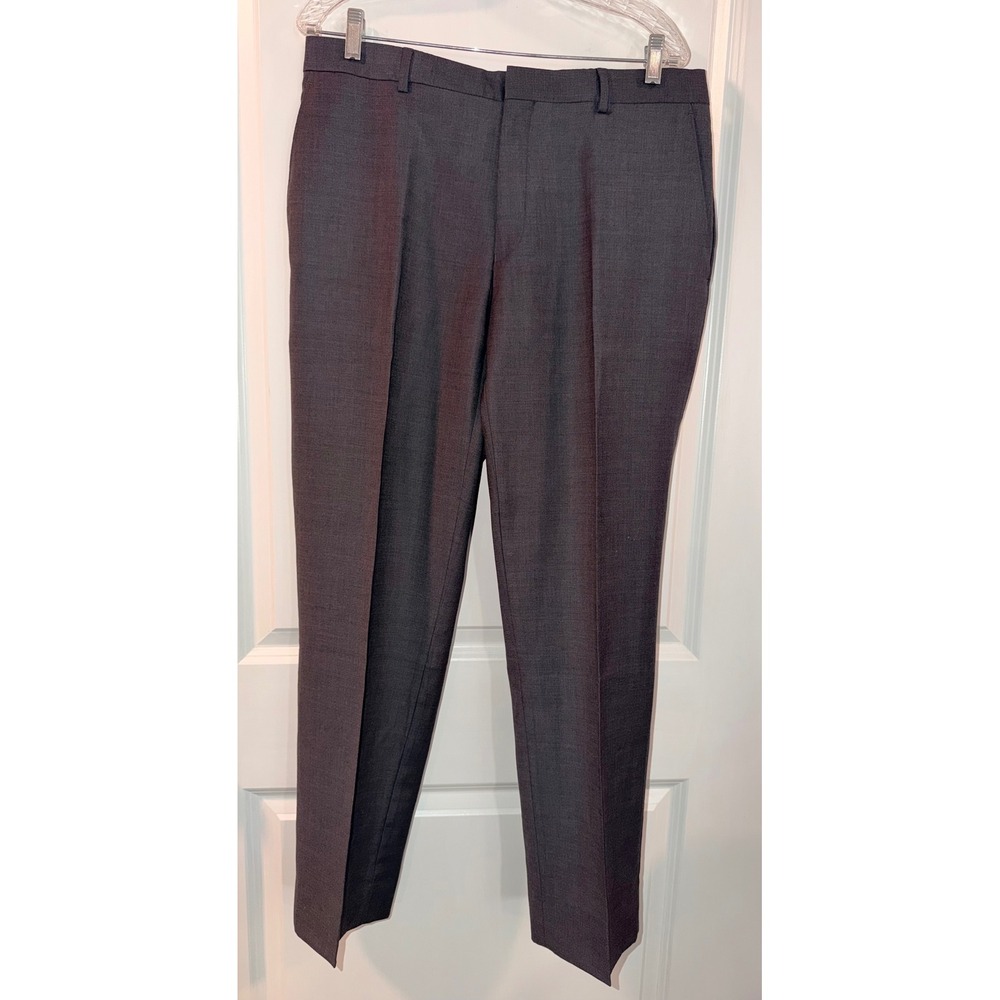 Jos A Bank Mens 36X32 Flat Front Wool Dress Pants‎ Charcoal Gray Trousers